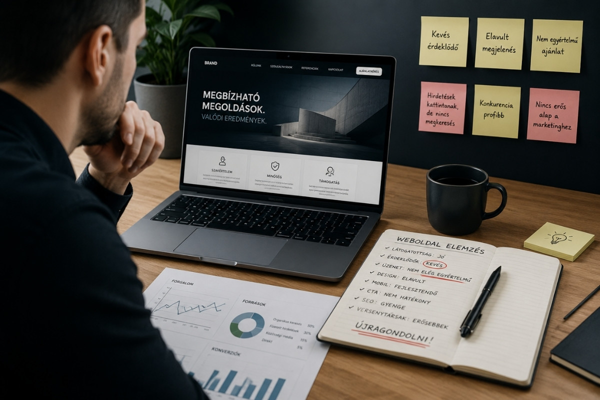 Weboldal újragondolása üzleti szemmel, weboldalkészítés audit és marketingalap elemzés közben.